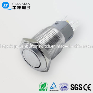 Qn16-F6 16mm Momentary|Latching Flat Head Pin Terminal Metal Push Button Switch